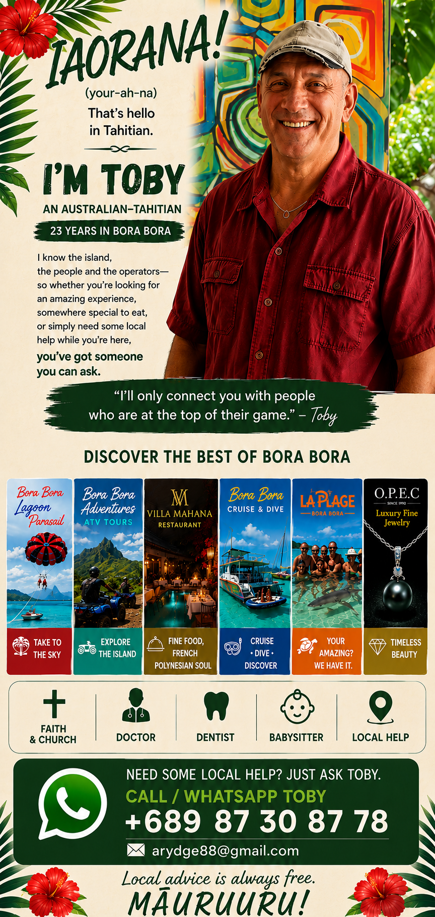 Meet Toby — local help and trusted recommendations in Bora Bora