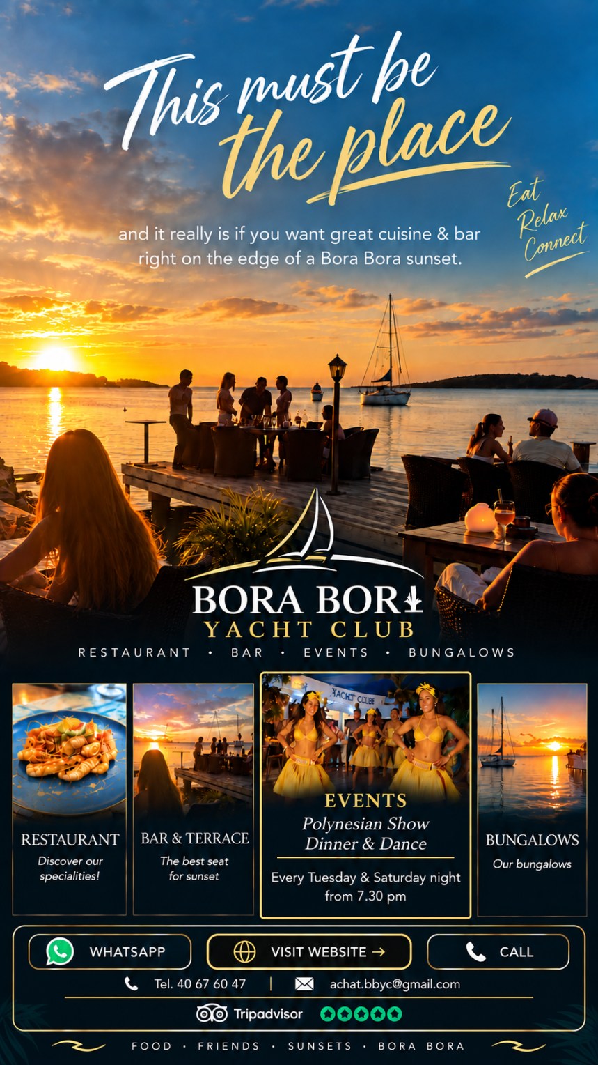 Bora Bora Yacht Club — restaurant, bar, events, bungalows